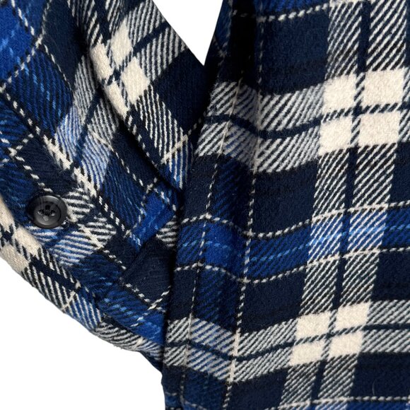 ORVIS HEAVYWEIGHT FLANNEL SHIRT SHACKET BLUE PLAIID CABINCORE CHORE HERITAGE L - Picture 2 of 9